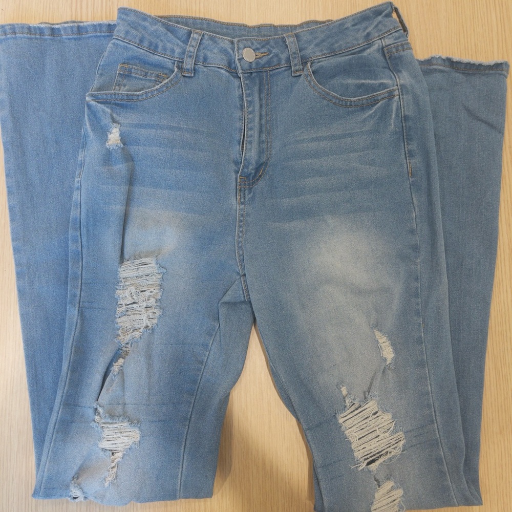 SHEIN Light Wash Distressed Skinny Jeans – Size Small Tall